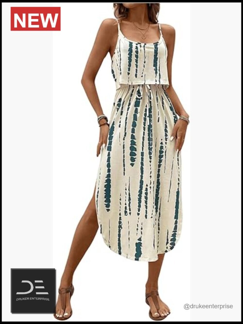 Spaghetti Strap Tie Dye Cami Sun Dress Beach Midi Summer Resort Vacation Outfits